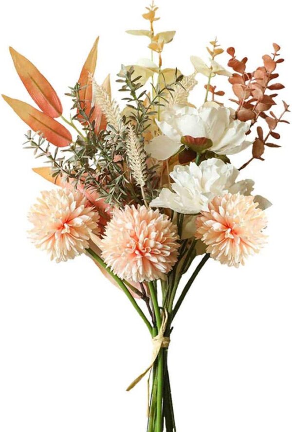 KIRIFLY Artificial Fake Flowers Plants Silk Flower Arrangements Wedding Bouquets Decorations Plastic Floral Table Centerpieces for Home Kitchen Garden Party Décor (Purple White)