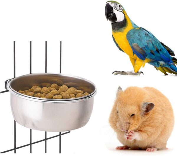edd5f01901fe0bc1 Pet Feeder Water,10oz 20oz 30oz Bird Hamster Small Animal Cup with Holder,Stainless Steel 10oz Cage Coop Hook Cup for Small Animal Cage Bowl (10oz Stainless Steel Bowl)