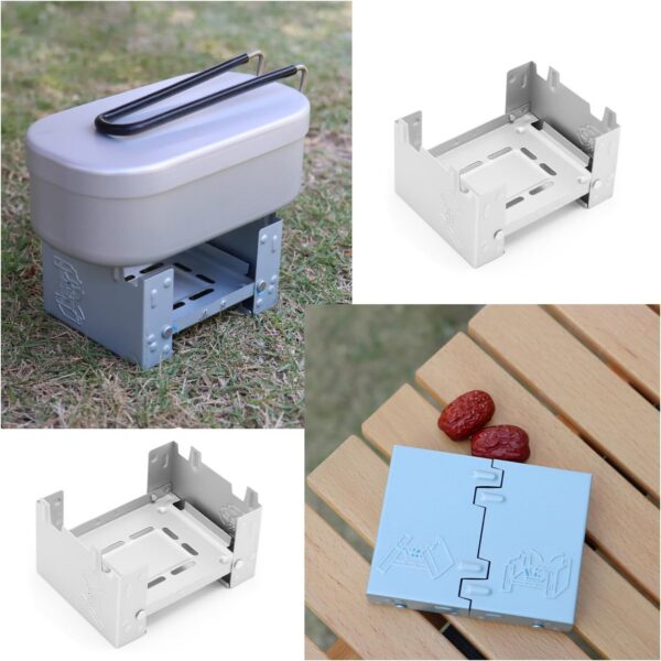 2 Pack Solid Fuel Stove Portable Compact Mini Foldable Solid Alcohol Spirit Wax Tablets Stand Burner for Camping Outdoor Backpacking Hiking Trekking Survival Picnic