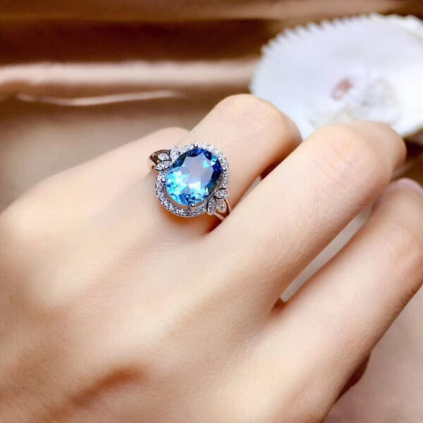 edea054617044a52 Real 14K White Gold Sapphire Ring for Women De Bizuteria Anillos Mujer Gemstone Natural Blue Topaz Wedding Rings