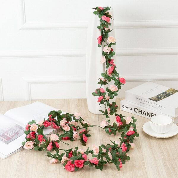 2.5m 1.8m Flower For Garland White Pink Home Room Wedding Decoration Silk Artificial Rose Vine Han