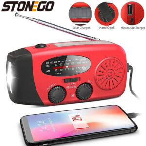 edf466d18d69885e STONEGO Multifunctional FM Radio Outdoor Emergency Hand-crank Generator Solar Mobile Phone Charging Lighting Table Lamp