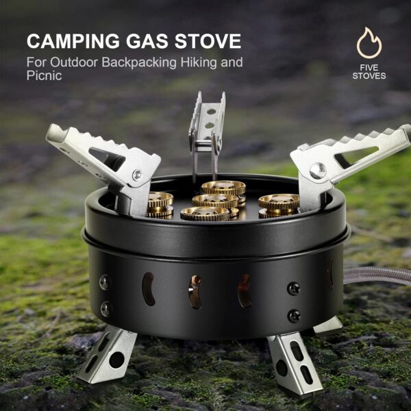 ee05e0d0a9734037 Odoland Campingkocher Gaskocher mit Adapter und Faltbar Aluminium Gas Campingkocher für Schraubkartusche Gasbrenner Faltbar Camping Kocher für Wandern Picknick Outdoor