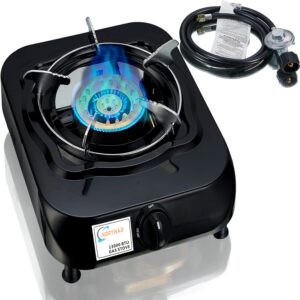 ee1591c4e23c91d5 Single Burner Propane Stove with LPG CSA Hose 13000 BTU Single Propane Burner Smart Switch Protection for Children. Unique Body Integrated Design
