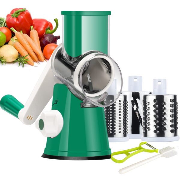 ee18d10fb39f69b2 Ourokhome Rotary Cheese Grater Shredder - 3 Drum Blades Manual Speed Round Food