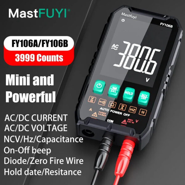 ee1d0f30c2f1b0ed MASTFUYI Mini Digital Multimeter Smart Electrician Tester For DC/AC Voltage Capacitance Ohm Hz NCV Professional Multitester
