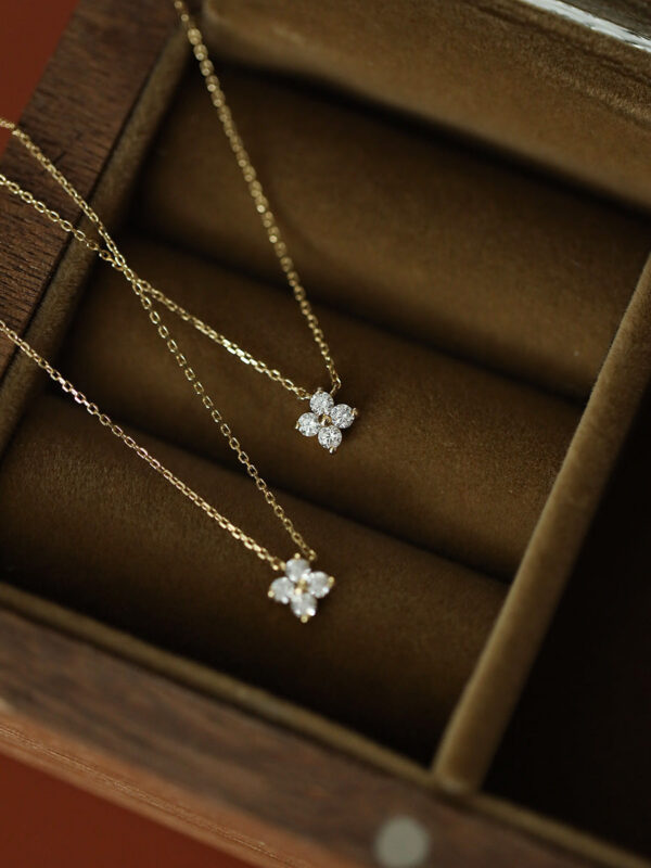 ITSMOS Solid Sterling Sier Zircon Flower Diamond Pendant Dainty Simple Gold Necklace For Women Wedding Party