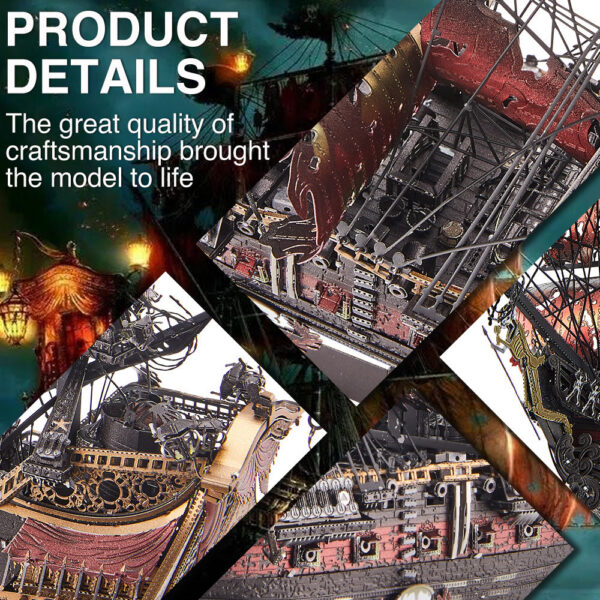 ee323cc1e5e1b54f Piececool Puzzles The Queen Anne's Revenge Pirate Ship Metal Model Building Blocks 3D Boat Jigsaw for Adult Birthday Gift