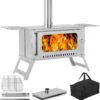 Portable Hot Tent Stove,Wood Burning Stove for Camping, Tent Stove With View Glass, Large Stainless Steel Camping Stove With 5 Chimney Pipes for Outdoor Heating and Cooking