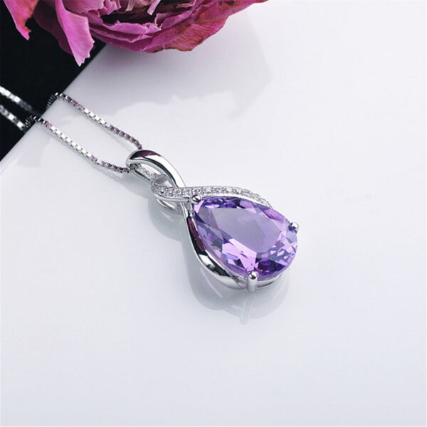 ee5d3c2823daa145 Buyee Sterling Sier Amethyst Pendant Light Blue Stone Necklace for Woman Classic Family Party Fine Jewelry Chain