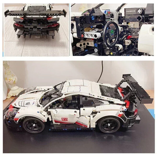ee62663eda2e7b8d 911Rsr 1580PCS 1:10 Assembled Electric Model Remote Control Lights Building Blocks Sports Car Boy Toy
