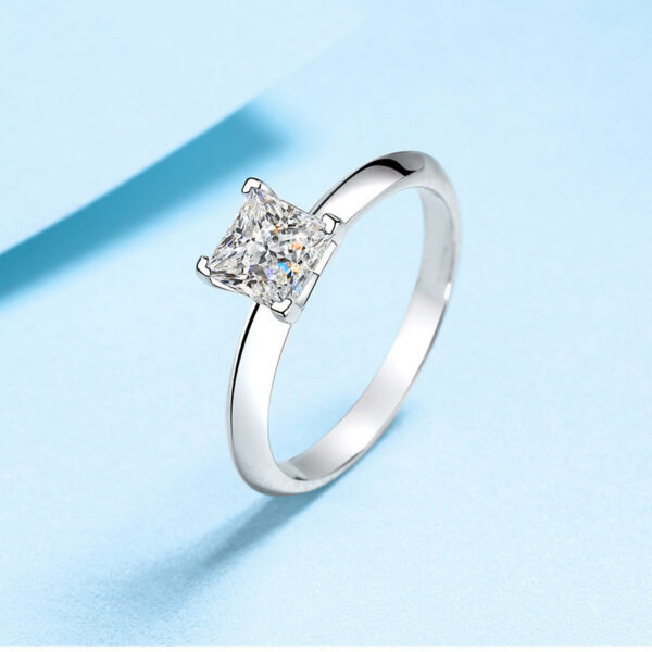 Tezzc 1ct 2ct Princess Cut Moissanite Lab Ring For Women Sterg Sier Pass Dia Test Bands Party Wedding Rings