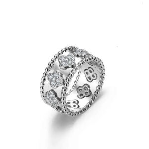 2024 four leaf clover cleef ring kaleidoscope rings For Women Gold sier diamond nail Ring Rings Valentine Party designer jewelryQ3