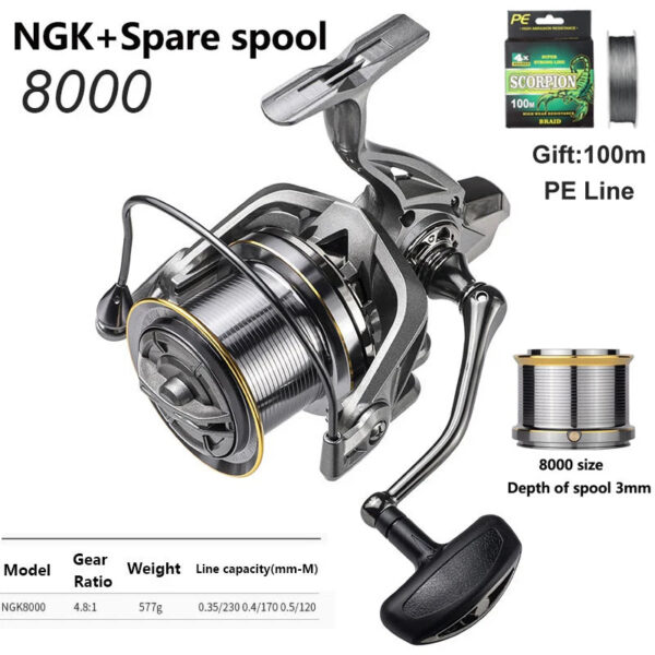 ee7d97ecb9800245 LINNHUE Big Spinning Fishing Reel 8000-14000 9000 10000 12000 Max Drag 20KG Sea Reel Free Line Saltwater Freshwater Fish Pesca