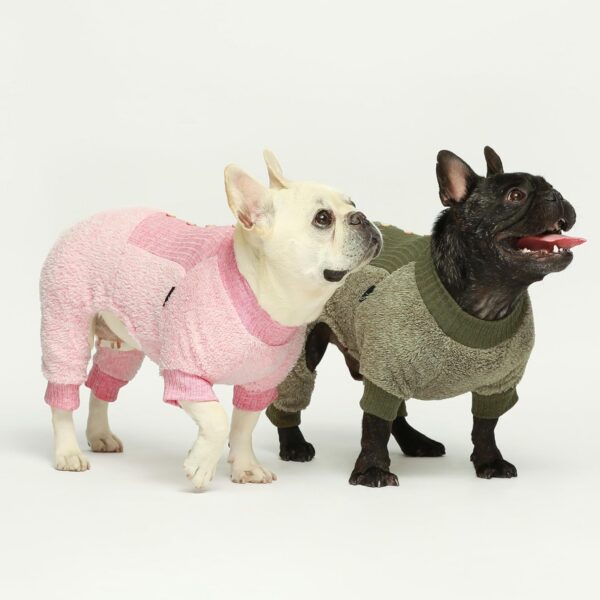 ee7eb66976396c65 Fuzzy Dog Pajamas, Winter Dog Clothes for Small Dogs Girl, Pet Onesie with Feet, Cat Outfit, Heather Pink, Large