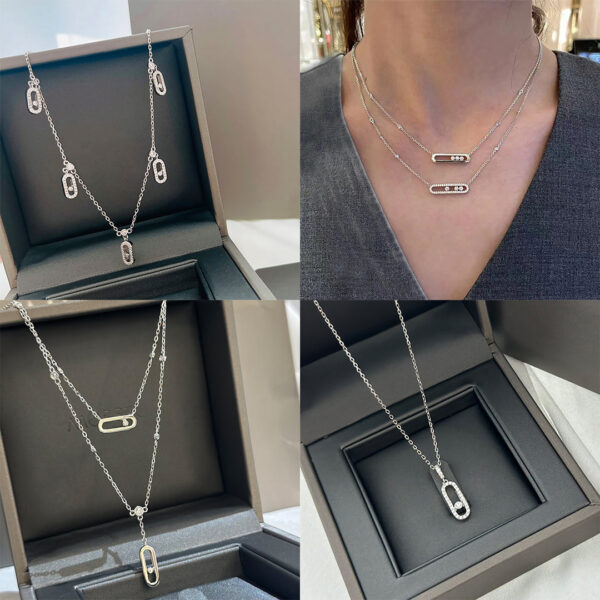 Sterling Sier Classic Fashionable Jewelry Mobile Diamond Women's Necklace Wedding Necklace. Exquisite Gifts