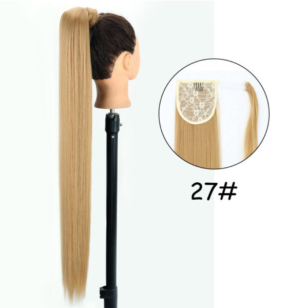 ee8608683b4c5ec1 34inches Synthetic Ponytail Hair Extension Clip in Fake Wig Hairpiece Blonde Wrap Around Pigtail Long Smooth Overhead Pony Tail