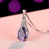 ee8830fc7329eaa7 Buyee Sterling Sier Pendant Natural Amethyst Stone Necklace for Woman Girl Wedding Fine Jewelry Chain