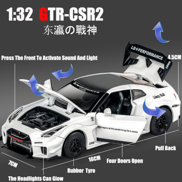 1:32 GTR CSR2 Simulation Car Model Metal Diecasts & Vehicles Alloy Decoration Toy Global Limited Edition Children Boy toys