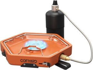 ee9350285dfbe093 1-Burner Propane Stove Portable Camping Stove with Carry Strap, Backpacking Camp Stove for Outdoor Cooking, Flick-Style Ignition, Temperature Control, 8600 BTUs of Power for Camping BBQ& More