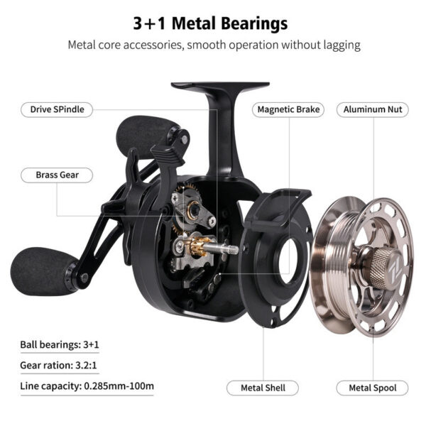 LEOFISHING CNC Ice Fishing Wheel Winter Quick Release Reel 3+1 Metal Spool Coil Smooth Lure Fish Equipment Accessories