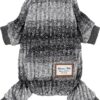 eea998528a282c54 Knitted Dog Pajamas, Dog Clothes for Small Dogs Girl Boy, Pet Onesie with Feet, Cat Outfit, Dark Heather Grey, Large