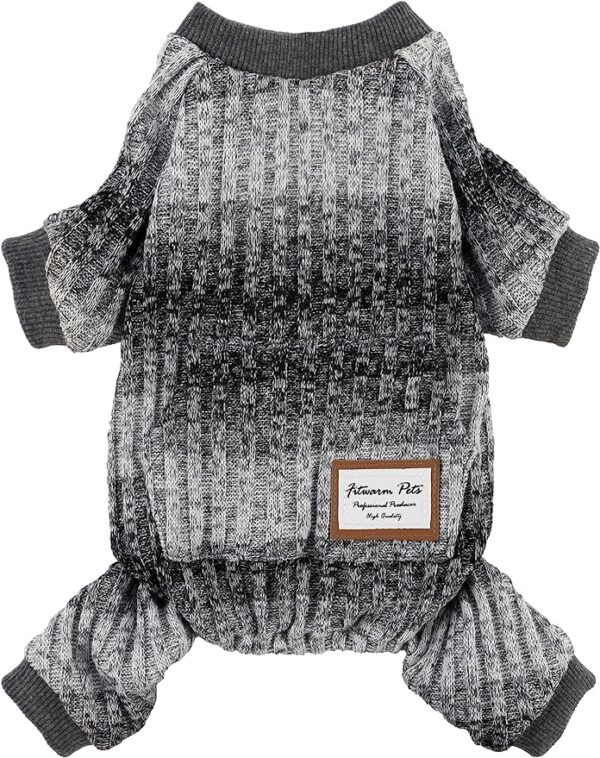eea998528a282c54 Knitted Dog Pajamas, Dog Clothes for Small Dogs Girl Boy, Pet Onesie with Feet, Cat Outfit, Dark Heather Grey, Large