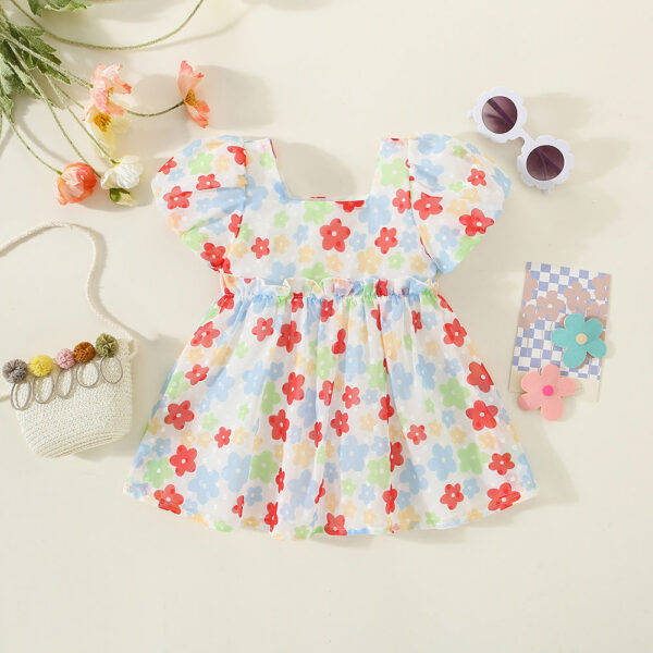 Infants Summer Children Clothes Sweet Baby Girl Dress Korean Style Colorful Flower Dresses Soft Skin-friendly 0-3 Y Kid Toddlers