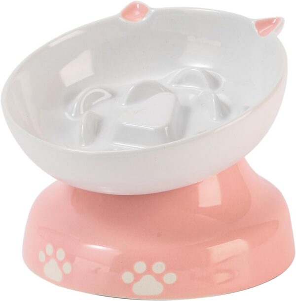 Y YHY Slow Feeder, Elevated Food Bowl Tilted Design for Dog and Cat for Dry and Wet Food