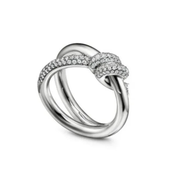 Womens Designer Rope Twisted Diamondless Set with Diamond Popular Fashion Classic Versatile Single Double Ring Multi Size