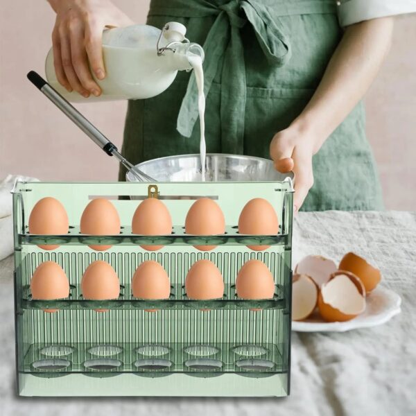 eed239a3f3edecf1 Kitchen Large Capacity Fridge Storage Box - Portable Multi-Layer Tray Organizer, Convenient Opening/Closing Egg Holder
