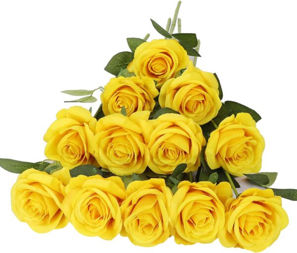 Artificial Rose Flower Dusty Rose Flower Silk Flowers 12 pcs with Long Stem Silk Roses Bouquet for Wedding Bridal Shower Party Home Decoration