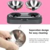 Raised Cat Bowl with Stainless Steel, Non-Slip Silicone Mat & Raised Cat Feeder with 15° & 0° Tilting Neck Protective Bowl for Pets, Cats Food and Water Feeding