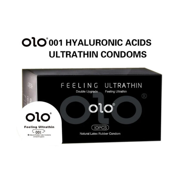 OLO ULTRA THIN CONDOM 0.01 Feeling Penis Sleeve Hyaluronic Acids Rubber latex Ejaculation Delay dotted Condoms intimate sex toy