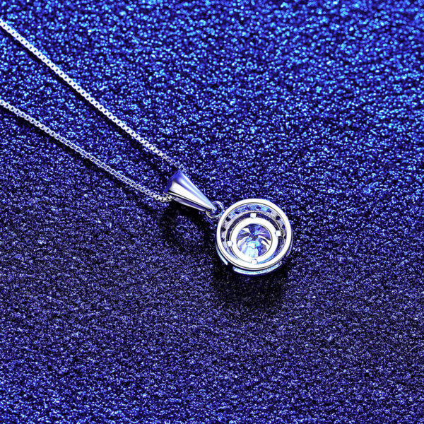 eeeeb802924aae8e CZCITY Moissanite Diamond Pendant Necklaces Round Classic Simple For Women Sterling Sier Chain Trending Iced 1CT