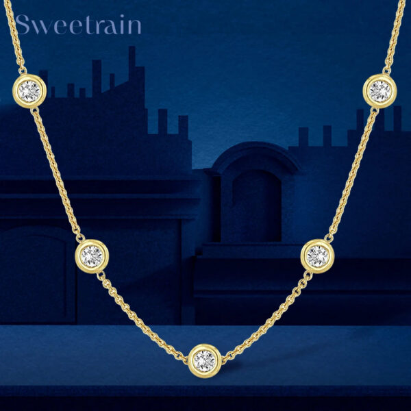 ef18fc89f8c8d3c6 5mm 5 Stones Bubble Moissanite Necklace Certified Original 18k Gold Plated 925 Silver Diamond Choker Chain for Women Jewelry GRA