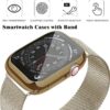 Geoumy Metal Magnetic Bands Compatible for Apple Watch Band 41mm with Case, Stainless Steel Milanese Mesh Loop Replacement Strap Compatible with iWatch Series 8/7/6/5/4/3/2/1 SE Women Men,Brown Gold