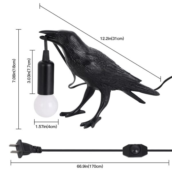 ef229f2984b0321d OVANUS Crow - Raven Lamp Adjustable Brighess with Bulb,Bird lamp,Crow Light for Bedside Bedroom Living Room Decor