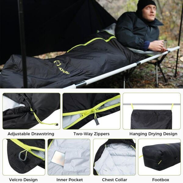 ATEPA Sleeping Bag for Adults, 3 Season Cold Weather & Warm Weather Compact Waterproof Sleeping Bag with Compression Sack for Camping Backpacking Hiking