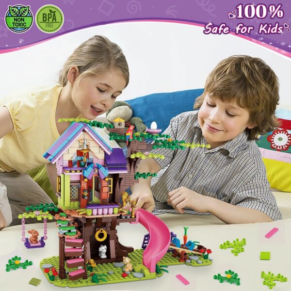 ef486cf9bdcce85b Tree STEM Toy Creative Construction Set 642PCS Forest House Building Bricks Treehouse Animals with Box