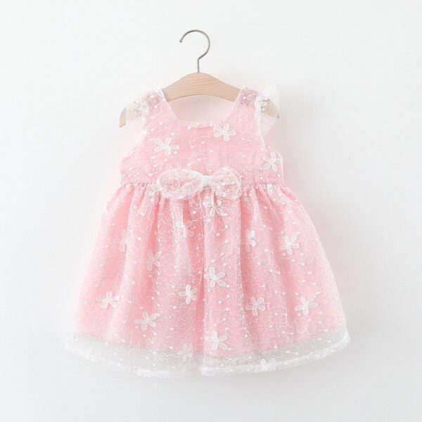 Summer Toddler Girl Princess Evening Dress Bow Sleeveless Kids Costume Baby Birthday Party 0 To 3 Years Old Children Clothes