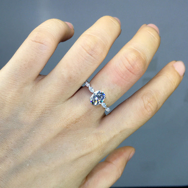ef632291f39c9232 Exquisite Oval Moissanite Gemstone Female Jewelry Engagement Ring Six-claw Set Is More Shiny Than Diamond Gift