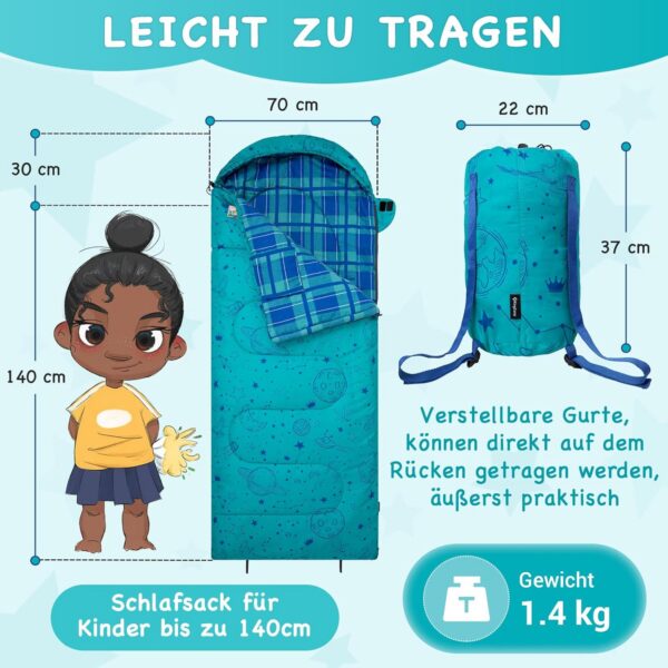 ef715a74623349d2 KingCamp Kinderschlafsack Schlafsack Winter Warmer Deckenschlafsack 3-4 Jahreszeiten für Kinder beim Camping Trekking 170 x 70 cm Komfort: 7°C 1.4 KG