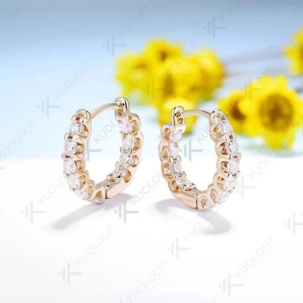 ef72b7adb58b201f Kuololit Moissanite Earrings for Women 18K 14K 10K Solid Gold White Gold 925 Silver Clip Hoop Square for Party Christmas Classic