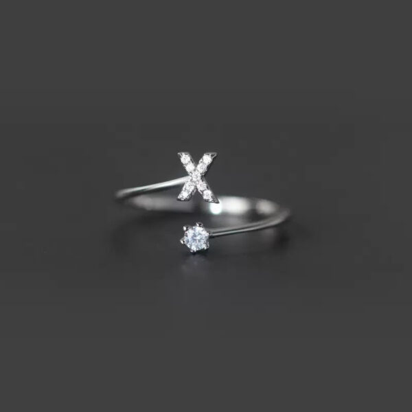 Fashion Sterling Sier 26 Letter Sparkling Diamond Zircon Open Index Finger Your Name Ring Birthday Party Jewelry