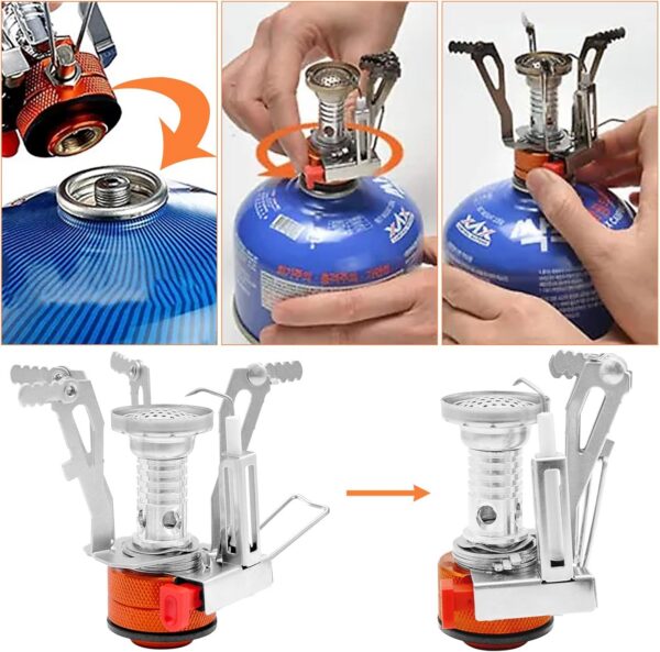 Camping Gas Stove, Portable Windproof Backpacking Stove Cooking Stoves 3000W Camping Stoves with Carry Box for Outdoor Cooking Hiking Travelling Fishing Picnic Trekking