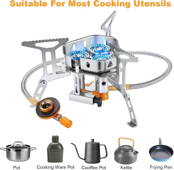 efc812ffdf35bdd9 Adiwo Camping Gas Stove, Windproof Backpacking Burner Cooking Stoves 6800W, Foldable Rocket Camping Stove with Carry Box, Outdoor Camping Gas Burner for Cooking, Hiking, Camping, Trekking, Picnic