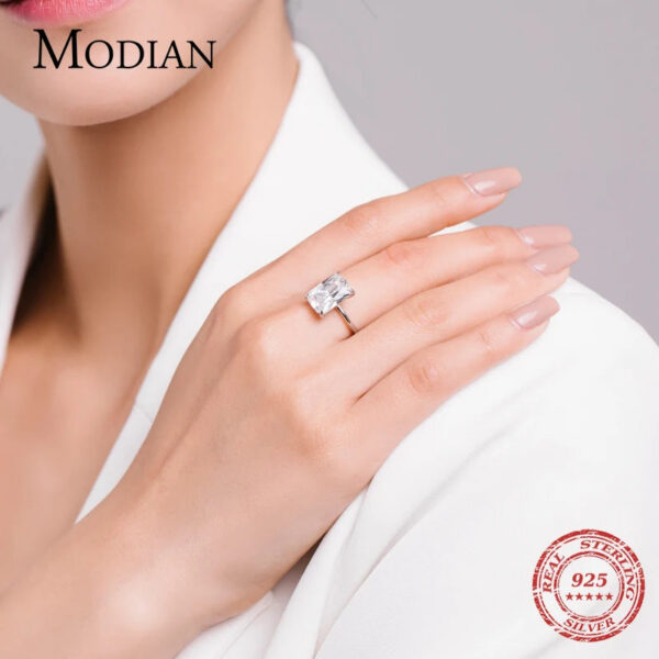 efeb57ff8d504995 Modian Classic Rectangular Cutting Clear CZ Ring Solid 925 Sterling Silver Luxury Finger Rings For Women Wedding Fine Jewelry