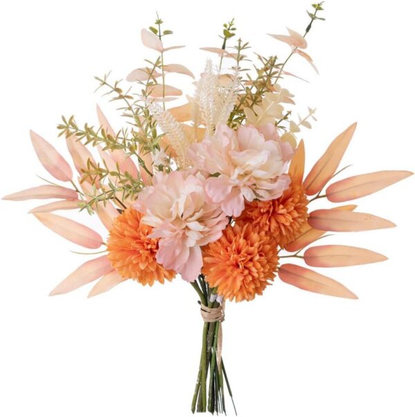 KIRIFLY Artificial Fake Flowers Plants Silk Flower Arrangements Wedding Bouquets Decorations Plastic Floral Table Centerpieces for Home Kitchen Garden Party Décor (Purple White)