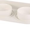 f00b8fa12b80a529 Cat Food Water Bowl Set - Raised Cat Bowls with Non Slip Stand - Elevated Puppy Bowls for Small Dogs - Double Ceramic Cat Feeding Bowls with Splash Proof Guard - Tall Cat Dishes - 2 x 480 ML - 16.2 OZ